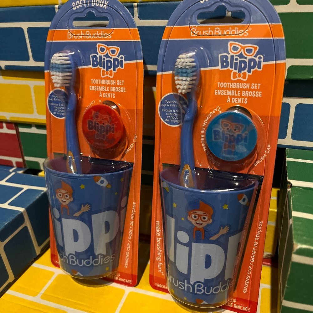 NEW 2 PACK BUNDLE BLIPPI BRUSH BUDDIES TOOTHBRUSH SETS